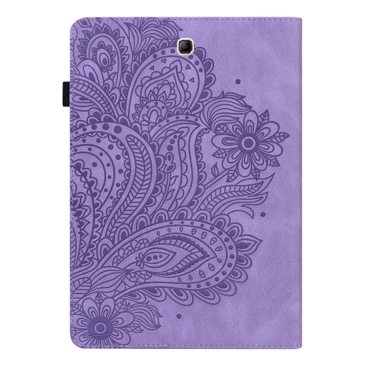 For Samsung Galaxy Tab A 9.7 T550 / T555 Peacock Embossed Pattern Leather Tablet Case(Purple) by bashfashion