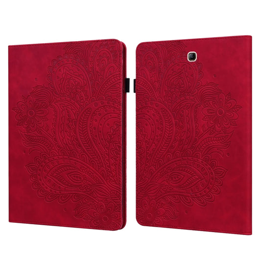 For Samsung Galaxy Tab A 9.7 T550 / T555 Peacock Embossed Pattern Leather Tablet Case(Red) by bashfashion