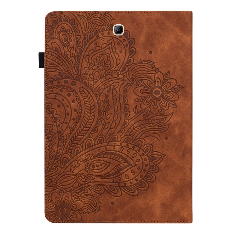 For Samsung Galaxy Tab A 9.7 T550 / T555 Peacock Embossed Pattern Leather Tablet Case(Brown) by bashfashion