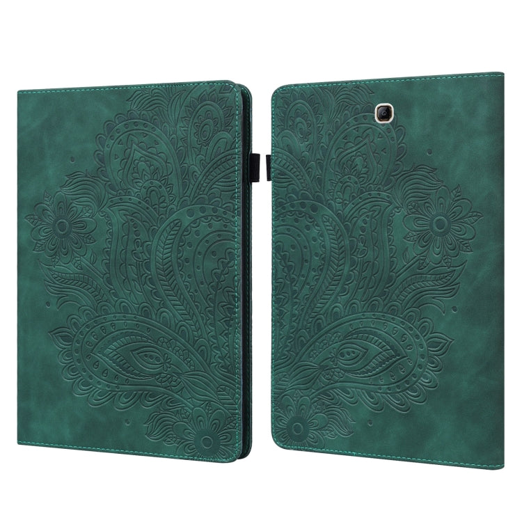 For Samsung Galaxy Tab A 9.7 T550 / T555 Peacock Embossed Pattern Leather Tablet Case(Green) by bashfashion
