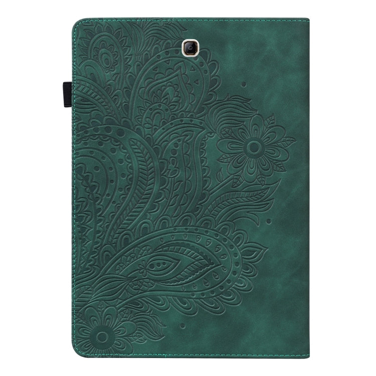 For Samsung Galaxy Tab A 9.7 T550 / T555 Peacock Embossed Pattern Leather Tablet Case(Green) by bashfashion