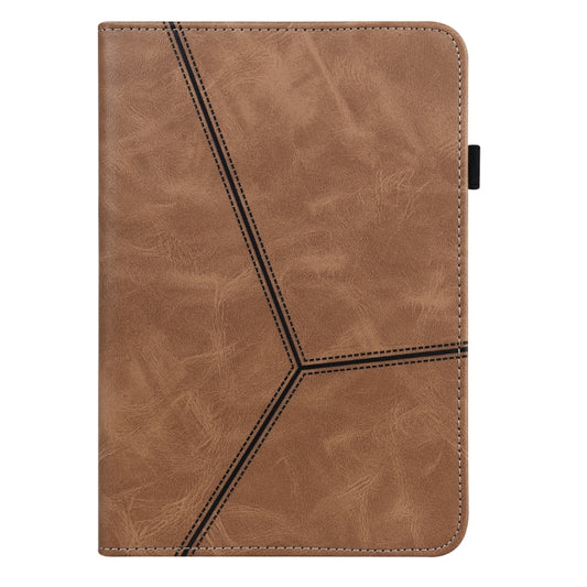 For Lenovo Tab P11 Gen 2 Embossed Striped Leather Tablet Case(Brown) by bashfashion