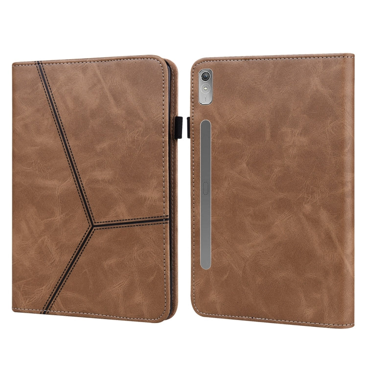 For Lenovo Tab P11 Pro Gen 2 Embossed Striped Leather Tablet Case(Brown) by bashfashion