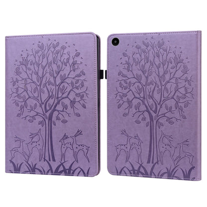 For Huawei MatePad SE 10.4 2022 Tree & Deer Pattern Embossed Leather Tablet Case(Purple) by bashfashion