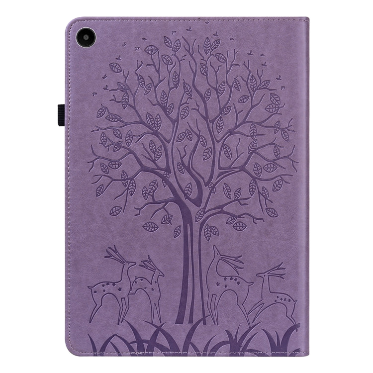 For Huawei MatePad SE 10.4 2022 Tree & Deer Pattern Embossed Leather Tablet Case(Purple) by bashfashion