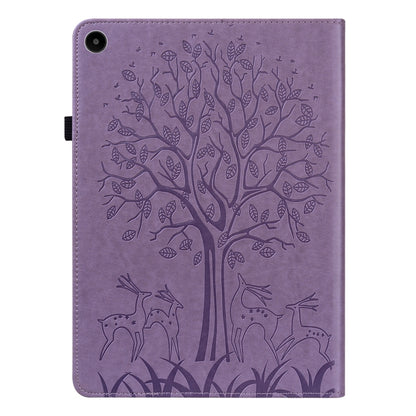 For Huawei MatePad SE 10.4 2022 Tree & Deer Pattern Embossed Leather Tablet Case(Purple) by bashfashion