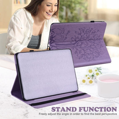 For Huawei MatePad SE 10.4 2022 Tree & Deer Pattern Embossed Leather Tablet Case(Purple) by bashfashion