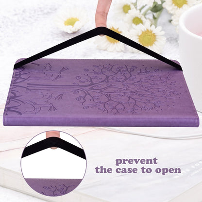 For Huawei MatePad SE 10.4 2022 Tree & Deer Pattern Embossed Leather Tablet Case(Purple) by bashfashion