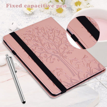 For Samsung Galaxy Tab S5e Tree & Deer Pattern Embossed Leather Tablet Case(Pink) by bashfashion