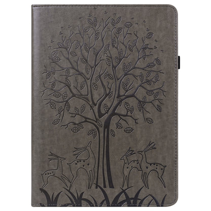 For Samsung Galaxy Tab S5e Tree & Deer Pattern Embossed Leather Tablet Case(Grey) by bashfashion