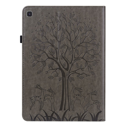For Samsung Galaxy Tab S5e Tree & Deer Pattern Embossed Leather Tablet Case(Grey) by bashfashion