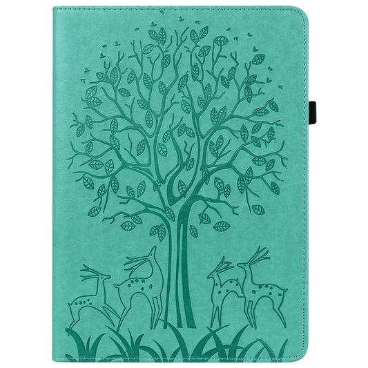 For Samsung Galaxy Tab S5e Tree & Deer Pattern Embossed Leather Tablet Case(Green) by bashfashion