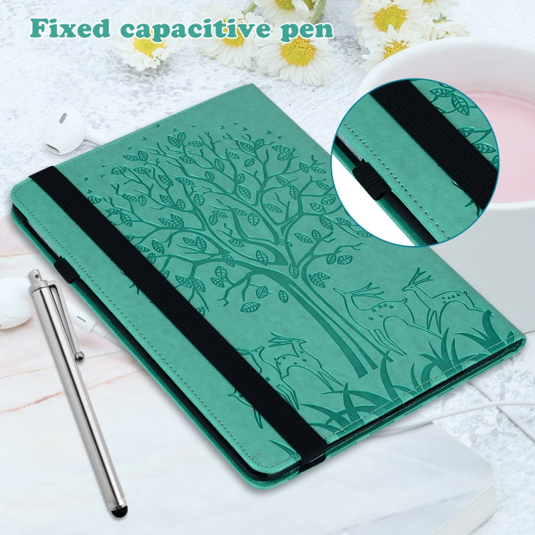 For Samsung Galaxy Tab S5e Tree & Deer Pattern Embossed Leather Tablet Case(Green) by bashfashion