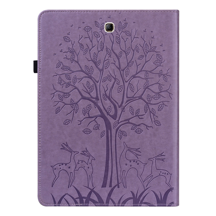 For Samsung Galaxy Tab A 9.7 T550 / T555 Tree & Deer Pattern Embossed Leather Tablet Case(Purple) by bashfashion