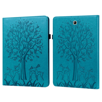 For Samsung Galaxy Tab A 9.7 T550 / T555 Tree & Deer Pattern Embossed Leather Tablet Case(Blue) by bashfashion