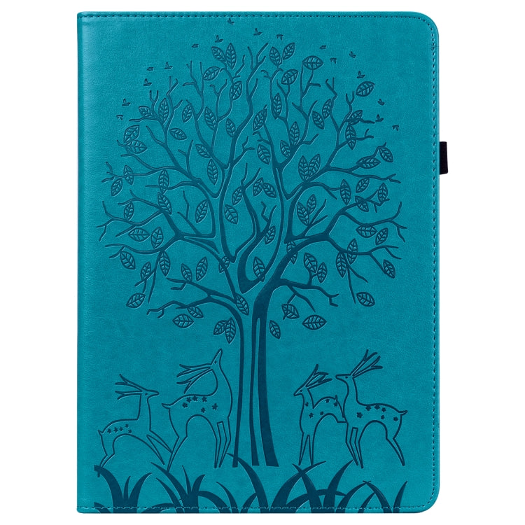 For Samsung Galaxy Tab A 9.7 T550 / T555 Tree & Deer Pattern Embossed Leather Tablet Case(Blue) by bashfashion