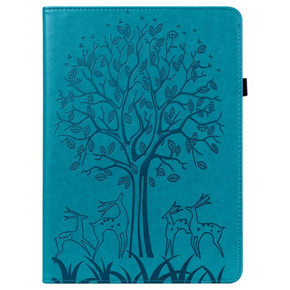 For Samsung Galaxy Tab A 9.7 T550 / T555 Tree & Deer Pattern Embossed Leather Tablet Case(Blue) by bashfashion
