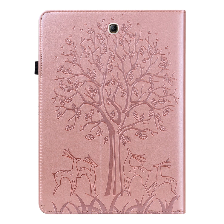 For Samsung Galaxy Tab A 9.7 T550 / T555 Tree & Deer Pattern Embossed Leather Tablet Case(Pink) by bashfashion