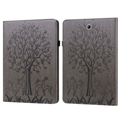 For Samsung Galaxy Tab A 9.7 T550 / T555 Tree & Deer Pattern Embossed Leather Tablet Case(Grey) by bashfashion