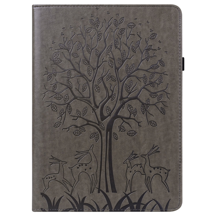 For Samsung Galaxy Tab A 9.7 T550 / T555 Tree & Deer Pattern Embossed Leather Tablet Case(Grey) by bashfashion