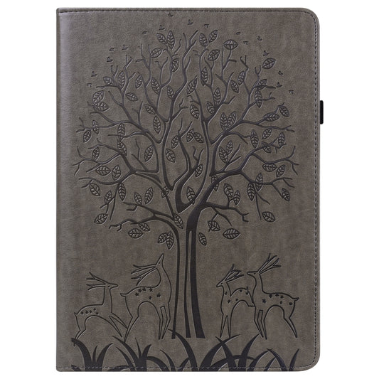 For Samsung Galaxy Tab A 9.7 T550 / T555 Tree & Deer Pattern Embossed Leather Tablet Case(Grey) by bashfashion