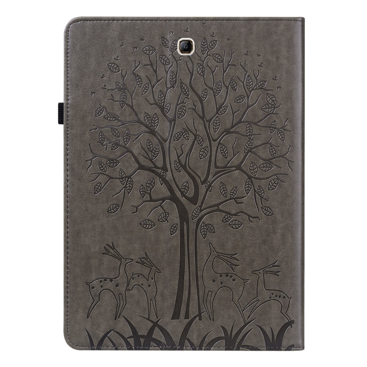 For Samsung Galaxy Tab A 9.7 T550 / T555 Tree & Deer Pattern Embossed Leather Tablet Case(Grey) by bashfashion
