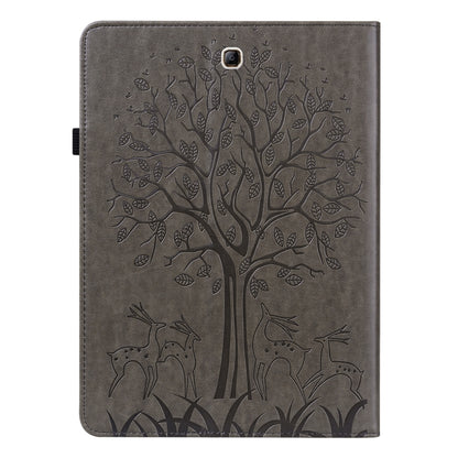 For Samsung Galaxy Tab A 9.7 T550 / T555 Tree & Deer Pattern Embossed Leather Tablet Case(Grey) by bashfashion