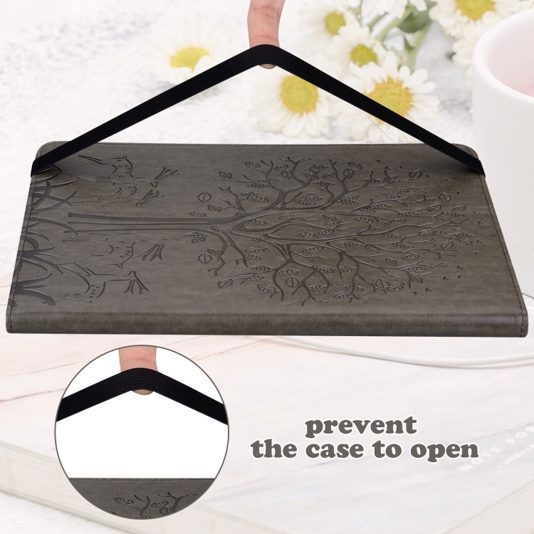 For Samsung Galaxy Tab A 9.7 T550 / T555 Tree & Deer Pattern Embossed Leather Tablet Case(Grey) by bashfashion