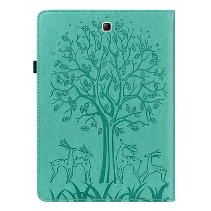 For Samsung Galaxy Tab A 9.7 T550 / T555 Tree & Deer Pattern Embossed Leather Tablet Case(Green) by bashfashion