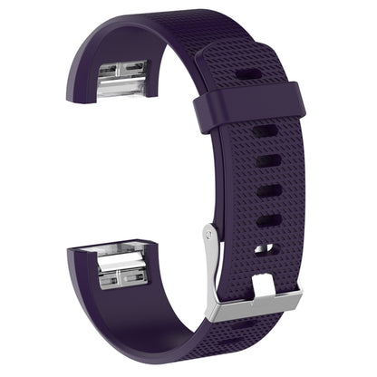 For Fitbit Charge 2 Common Texture Silicone Watch Band with Buckle, Size:S(Dark Purple) by bashfashion