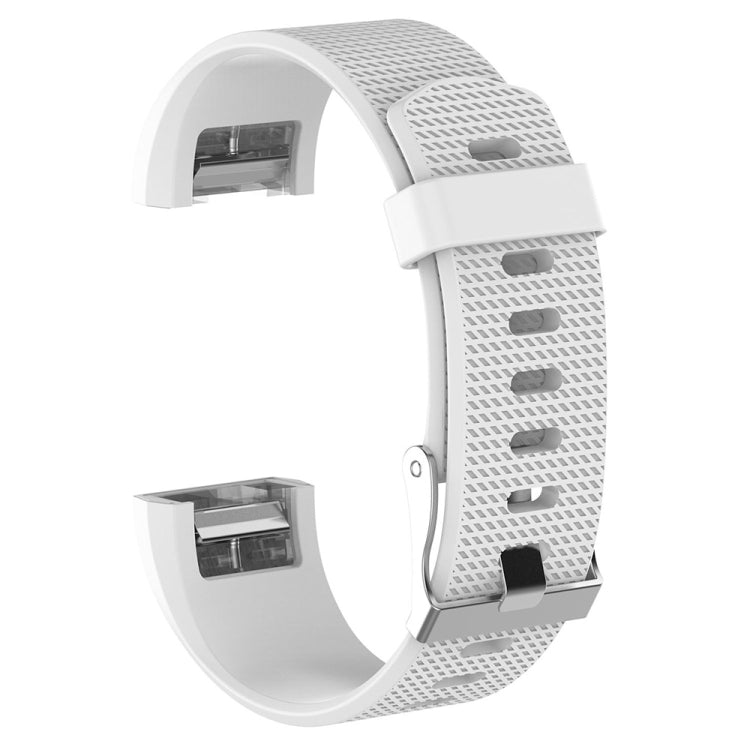 For Fitbit Charge 2 Common Texture Silicone Watch Band with Buckle, Size:L(White) by bashfashion