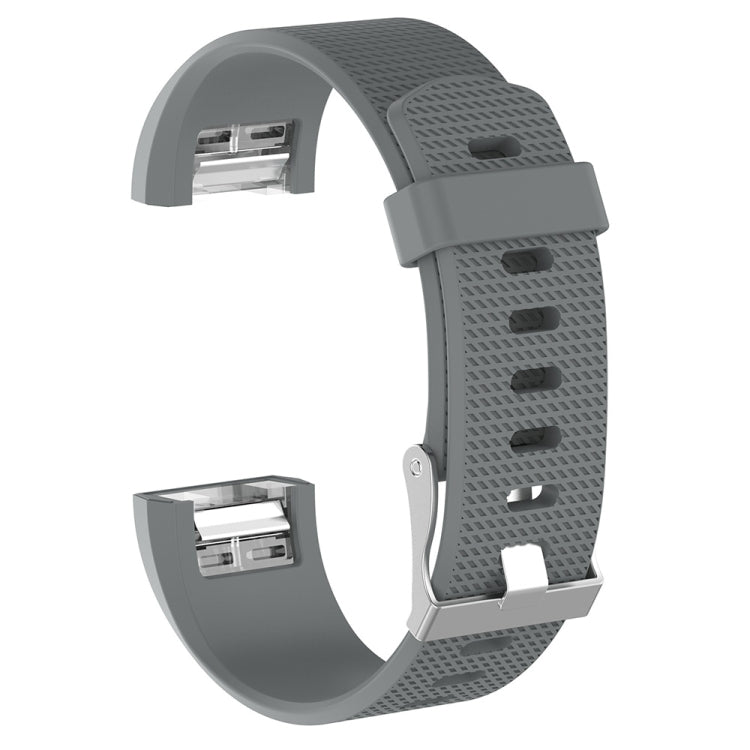 For Fitbit Charge 2 Common Texture Silicone Watch Band with Buckle, Size:L(Grey) by bashfashion