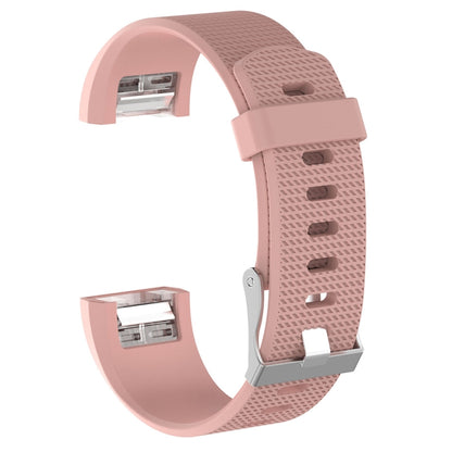 For Fitbit Charge 2 Common Texture Silicone Watch Band with Buckle, Size:L(Light Pink) by bashfashion