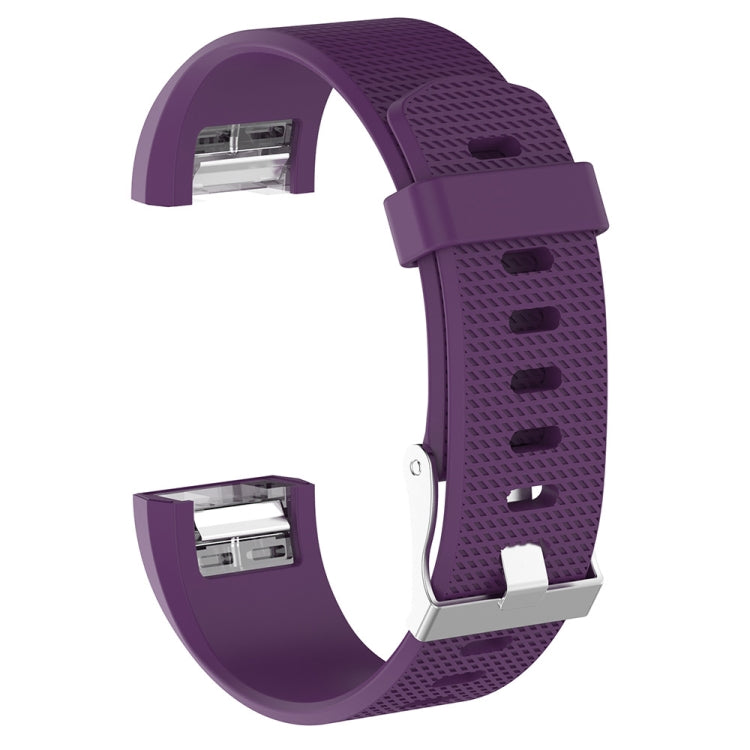 For Fitbit Charge 2 Common Texture Silicone Watch Band with Buckle, Size:L(Purple) by bashfashion