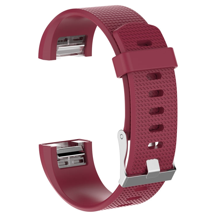 For Fitbit Charge 2 Common Texture Silicone Watch Band with Buckle, Size:L(Rose Red) by bashfashion