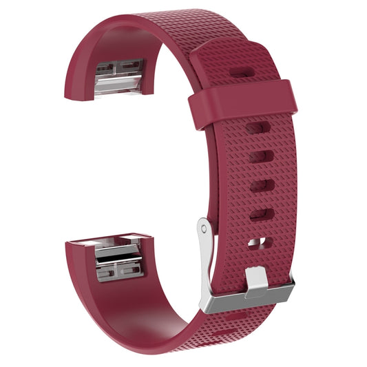 For Fitbit Charge 2 Common Texture Silicone Watch Band with Buckle, Size:L(Rose Red) by bashfashion