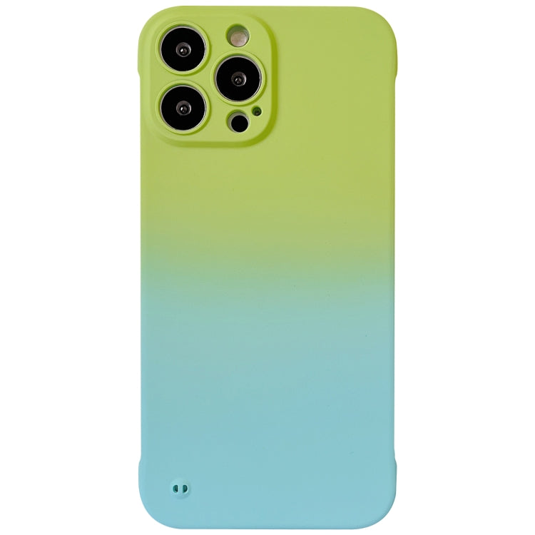 For iPhone 14 Pro Frameless Skin Feel Gradient Phone Case(Green + Light Blue) by bashfashion