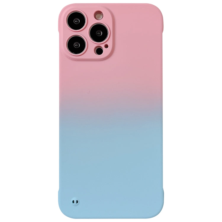 For iPhone 14 Frameless Skin Feel Gradient Phone Case(Pink + Light Blue) by bashfashion