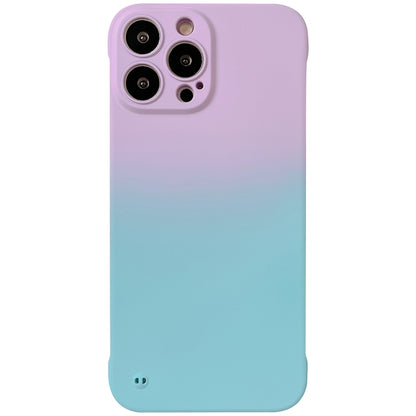 For iPhone 12 Frameless Skin Feel Gradient Phone Case(Light Purple + Light Blue) by bashfashion