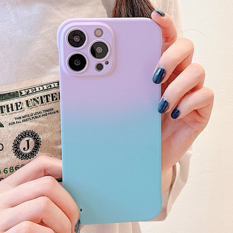 For iPhone 12 Frameless Skin Feel Gradient Phone Case(Light Purple + Light Blue) by bashfashion