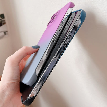 For iPhone 12 Frameless Skin Feel Gradient Phone Case(Light Purple + Light Blue) by bashfashion