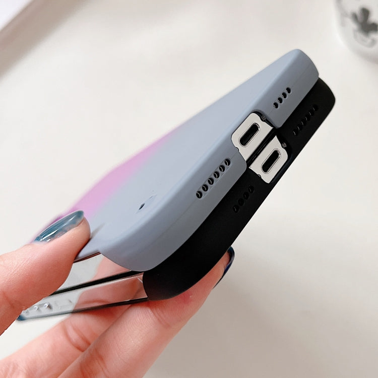 For iPhone 12 Frameless Skin Feel Gradient Phone Case(Light Purple + Light Blue) by bashfashion