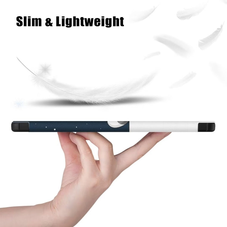 For Lenovo Tab M9 TB-310FU 3-folding Coloured Drawing Leather Smart Tablet Case(Lazy Cat) by bashfashion