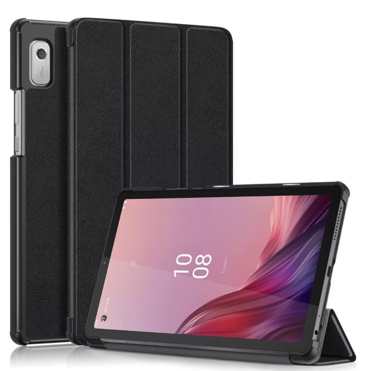 For Lenovo Tab M9 TB-310FU 3-folding Leather Smart Tablet Case(Black) by bashfashion
