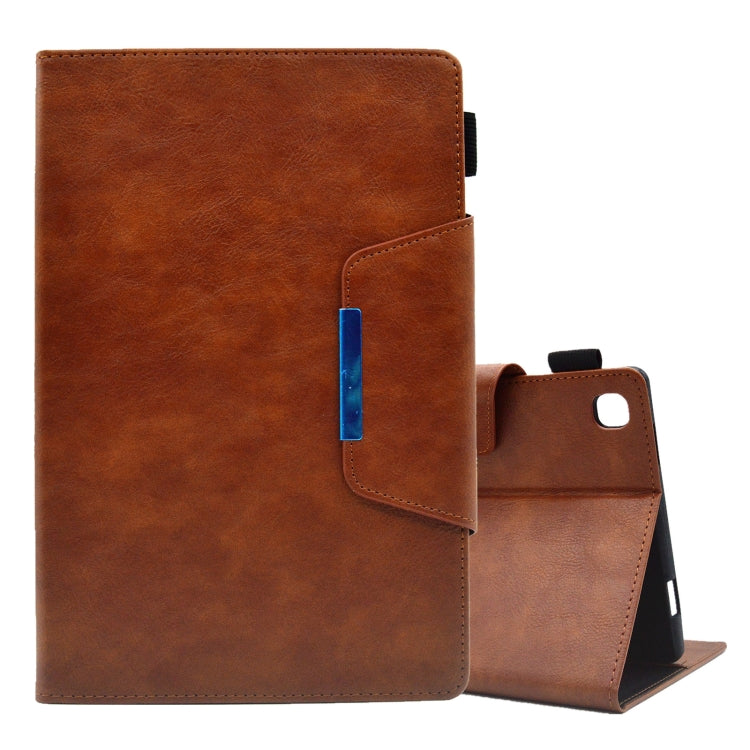 For Samsung Galaxy Tab A7 10.4 2022/2020 Suede Cross Texture Magnetic Clasp Leather Tablet Case(Brown) by bashfashion