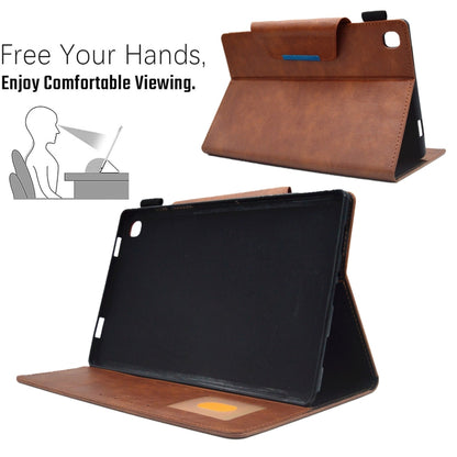 For Samsung Galaxy Tab A7 10.4 2022/2020 Suede Cross Texture Magnetic Clasp Leather Tablet Case(Brown) by bashfashion