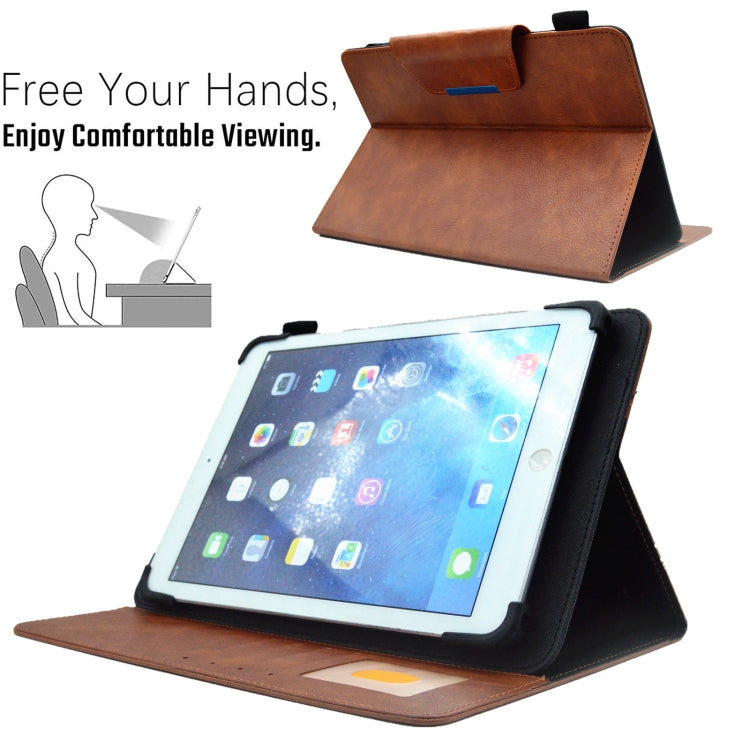 For 10 inch Suede Cross Texture Magnetic Clasp Leather Tablet Case(Brown) by bashfashion