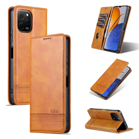 For Huawei Enjoy 50z AZNS Magnetic Calf Texture Flip Leather Phone Case(Light Brown) by AZNS