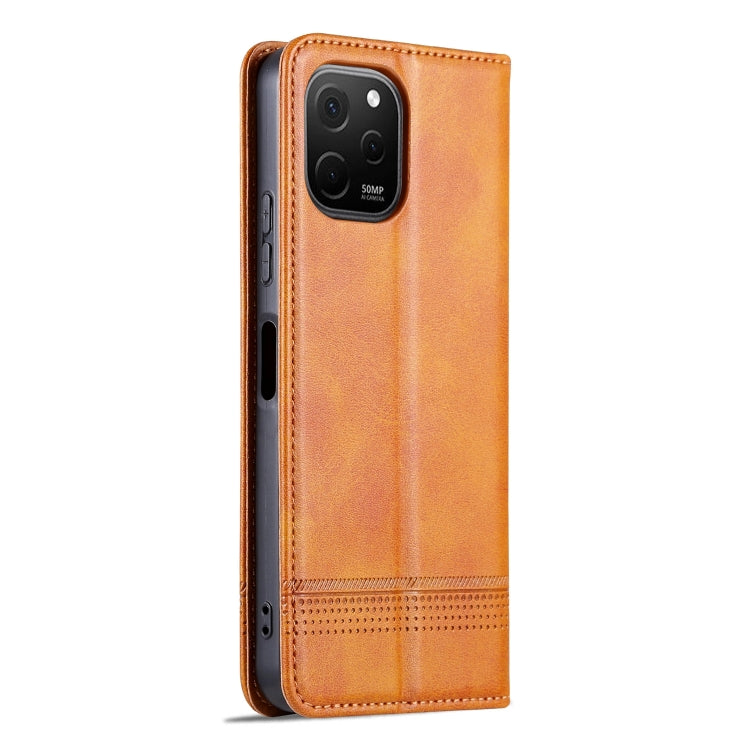 For Huawei Enjoy 50z AZNS Magnetic Calf Texture Flip Leather Phone Case(Light Brown) by AZNS