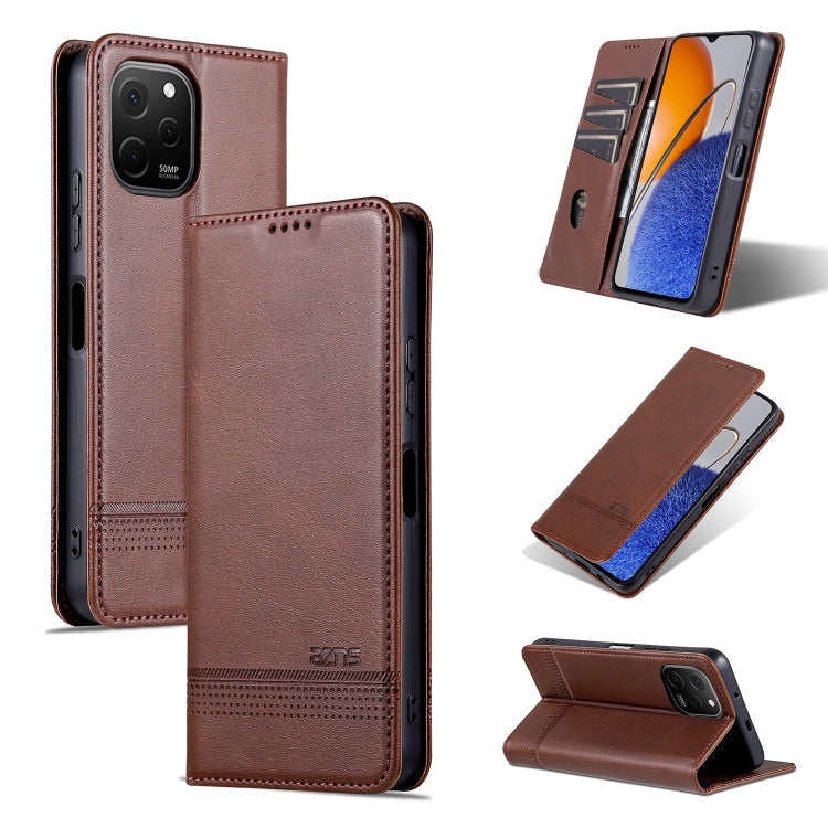 For Huawei Enjoy 50z AZNS Magnetic Calf Texture Flip Leather Phone Case(Dark Brown) by AZNS